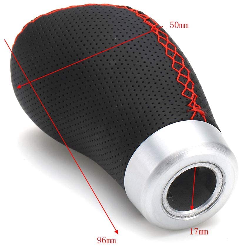 Car Gear Shift Knob 5 6 Speed Black PU Leather Manual Shifter Lever Handle Stick with 3 Cap Replacement for 8mm 10mm 12mm Port Gear Lever Image 