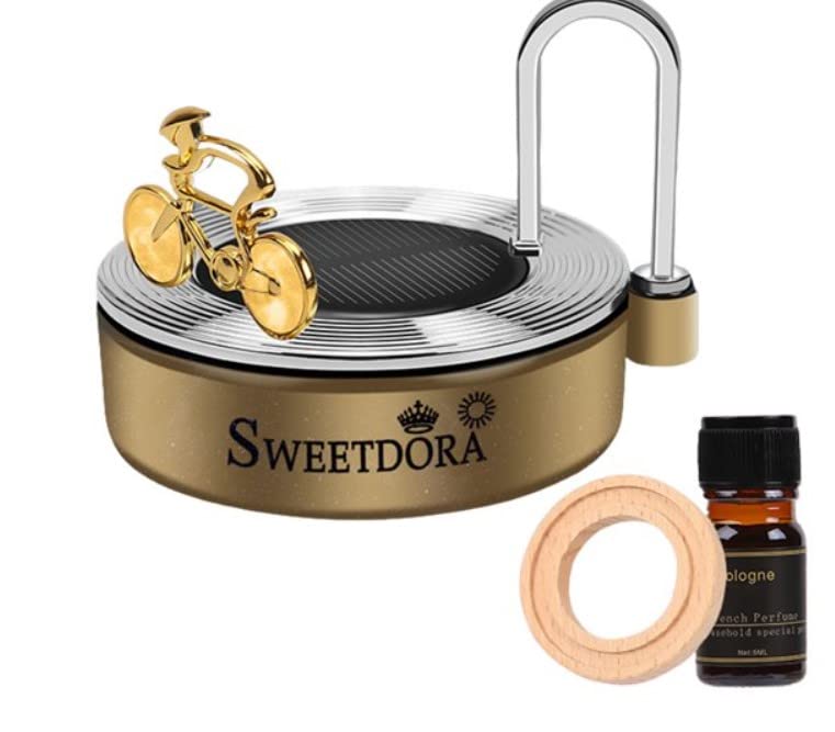 Car Creative Dashboard Ornaments-Car Solar Energy Perfume Decoration Center Console Car Bicycle Ornaments(Gold) Image 