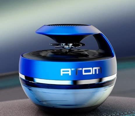 Car Aroma Diffuser Round Atom Air Freshener Perfume Solar Power Dashboard Decoration With Perfume (Atom Sytle, Blue) Image 