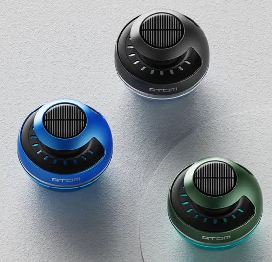 Car Aroma Diffuser Round Atom Air Freshener Perfume Solar Power Dashboard Decoration With Perfume (Atom Sytle, Blue) Image 