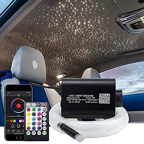 Shooting Star Ceiling Light Kit, 16W RGBW APP + Remote Control Fibre Optic Light, with 450+100pcs (550Pieces) 0.75mm 3M Fibres+28key RF Remoter Control, for Decoration in Ceiling Image 
