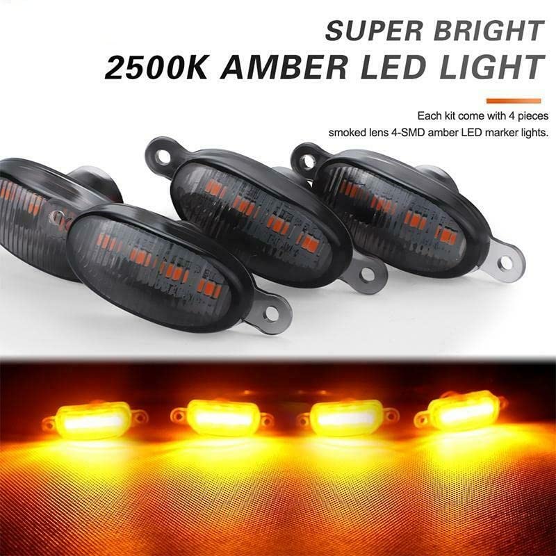4pcs Smoked LED Lens Front Grille Running Light Universal For Car Image 