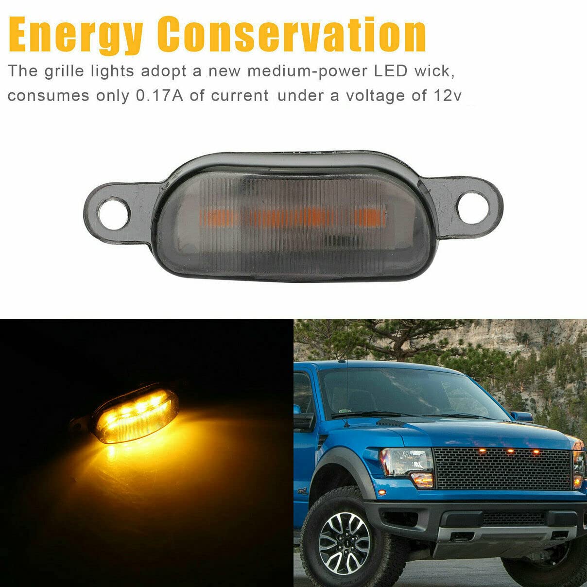 4pcs Smoked LED Lens Front Grille Running Light Universal For Car Image 