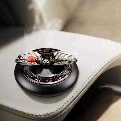 Car Aroma Diffuser Air Freshener Perfume Solar Power Dashboard Leaf style Decoration With Perfume(Black) Image 