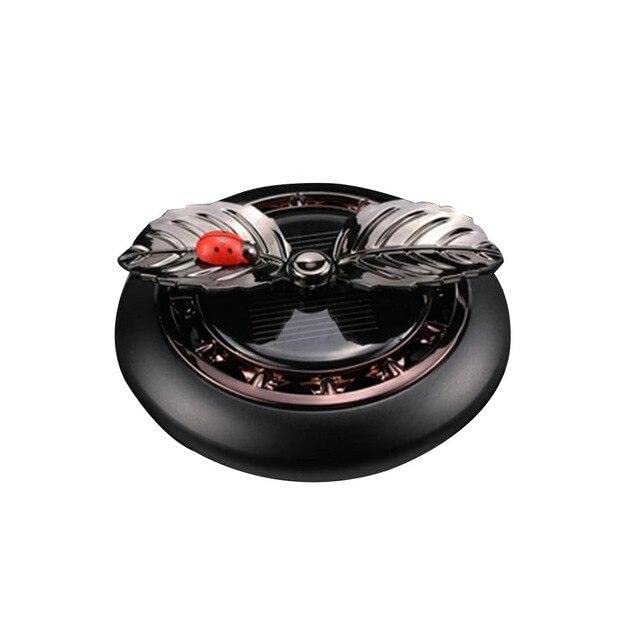 Car Aroma Diffuser Air Freshener Perfume Solar Power Dashboard Leaf style Decoration With Perfume(Black) Image 