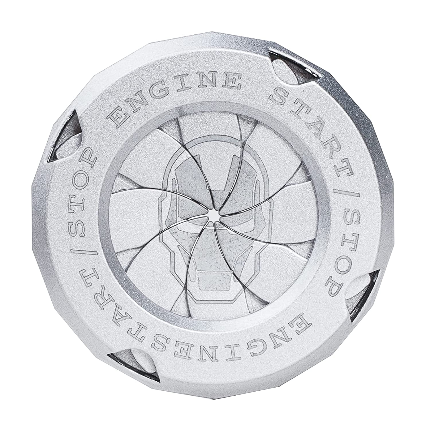 Rotary Car Engine Start Stop Button Gear-Shap, Alloy Metal Ignition Switch Decorative Push start start switch Engine Cover (Silver, Iron Man Style) Image 