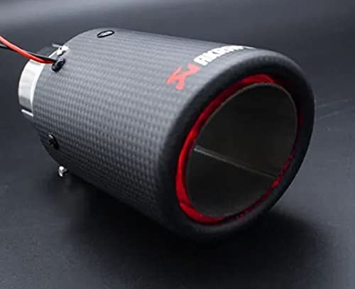 New Matte Carbon Fiber Exhaust Pipe Tips Muffler with LED Lights Universl Fitment(Red) Image 