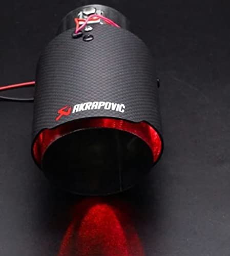 New Matte Carbon Fiber Exhaust Pipe Tips Muffler with LED Lights Universl Fitment(Red) Image 