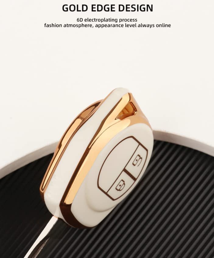 TPU Key Cover for Maruti Suzuki Car Series Compatible with Alto Celerio Dzire Ignis S-Cross Baleno WagonR Ciaz 2 Button(White) Image 