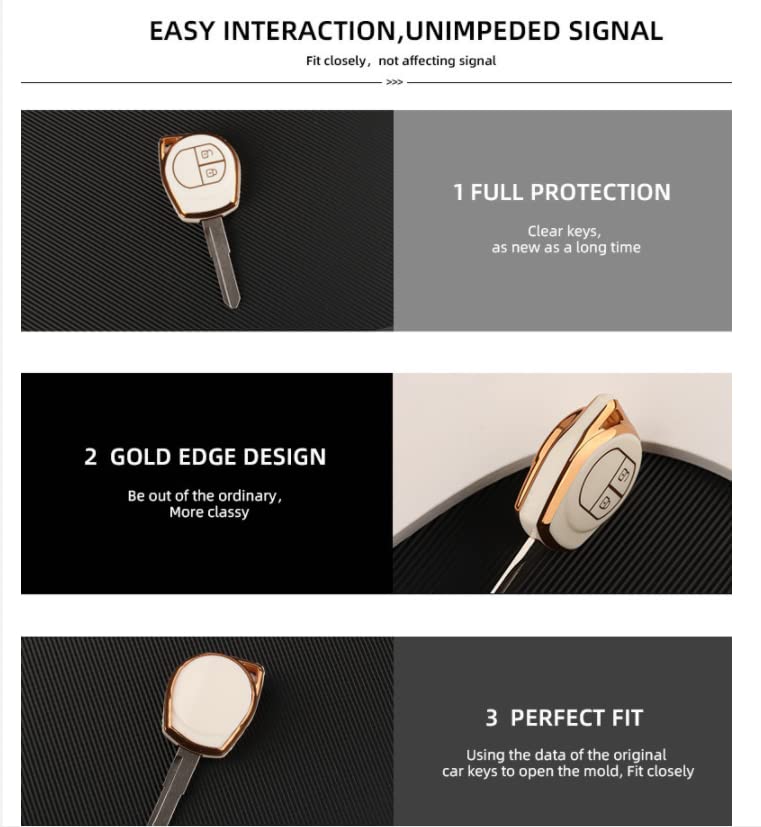 TPU Key Cover for Maruti Suzuki Car Series Compatible with Alto Celerio Dzire Ignis S-Cross Baleno WagonR Ciaz 2 Button(White) Image 