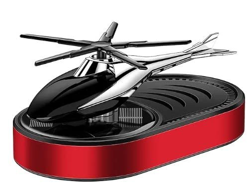 Car Aroma Diffuser Air Freshener Perfume Solar Power Dashboard Helicopter style Decoration With Perfume (Red) Image 