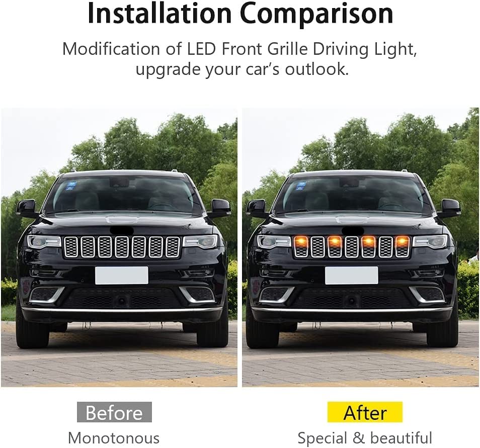 4 Pieces Yellow/Amber LED Lens Front Grille Running Light universal for car(Pack of 4) Image 