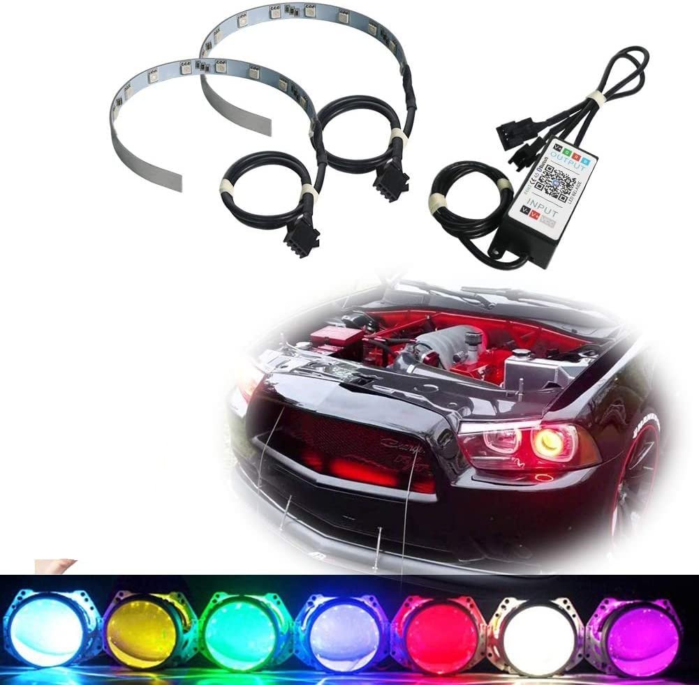  12-SMD RGB LED Demon Eye Halo Ring Kit Bluetooth APP Wireless Remote Control 2.8 Image 