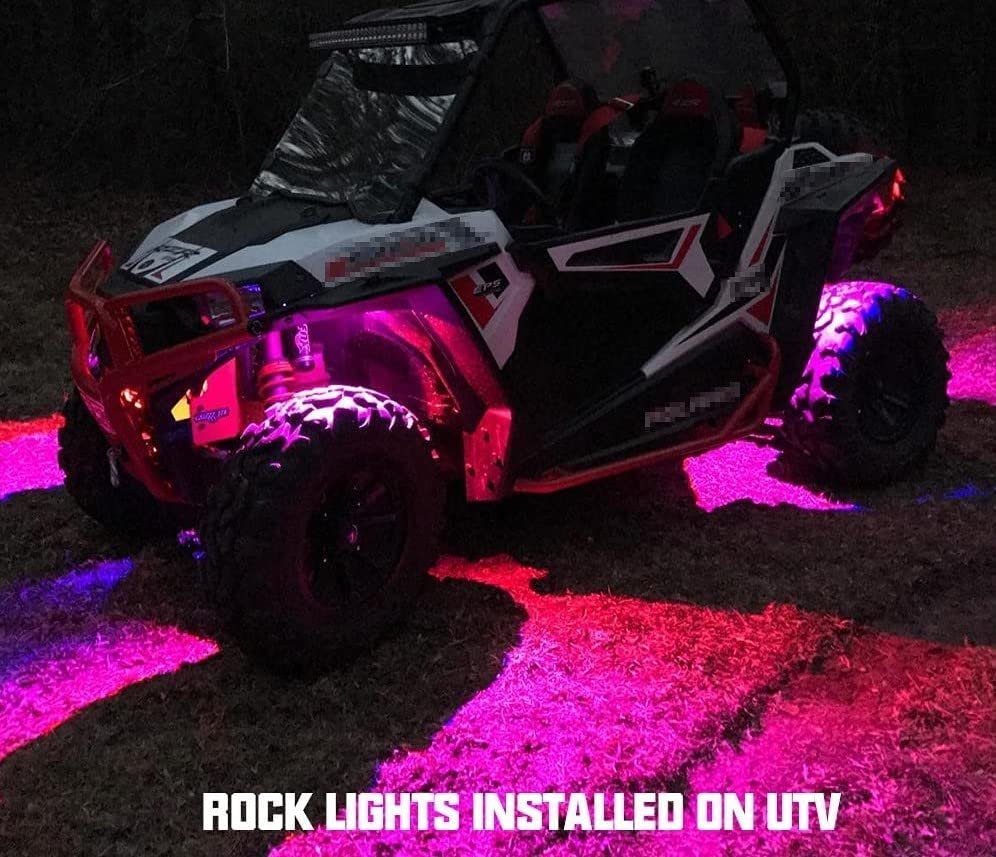 6 Pods RGB LED Rock Lights 12V with Wires,90LEDs Waterproof Music Mode/29 Color Changing Modes/APP/Remote Control Neon LED Light Kit for All Cars Image 