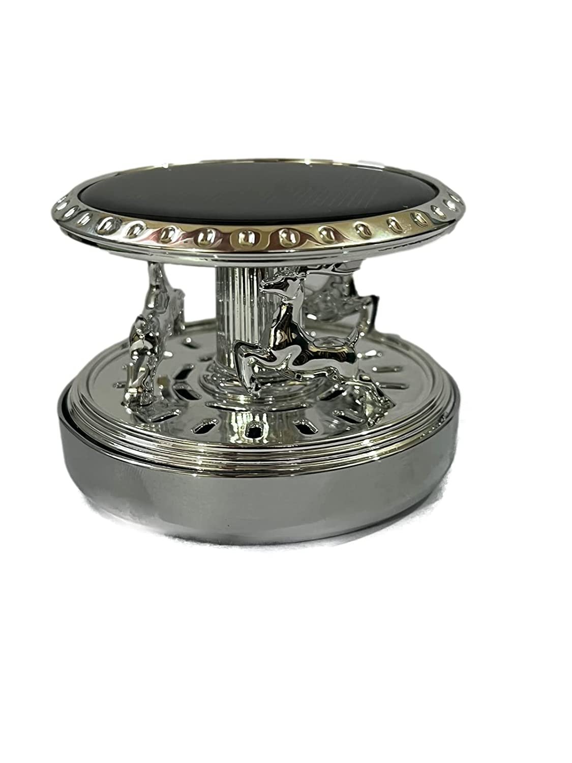 Car Aroma Diffuser Air Freshener Perfume Solar Power Dashboard Merry Go Dear Decoration With Perfume(Silver) Image 