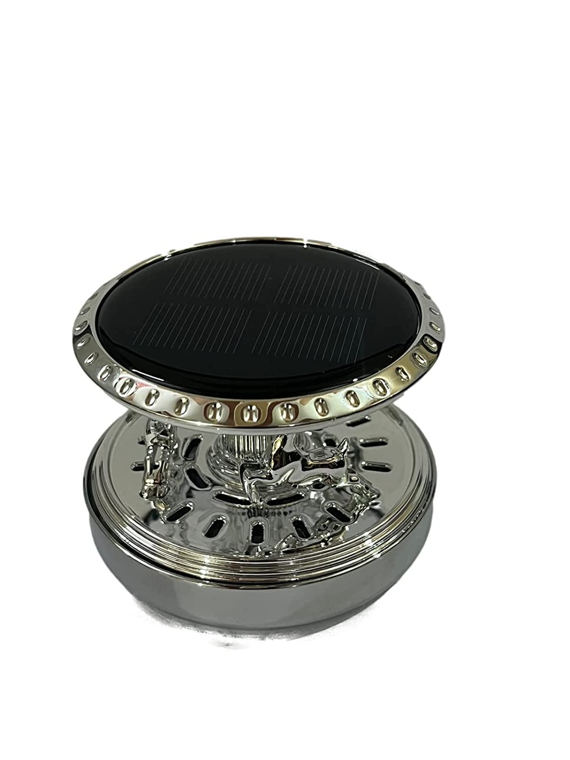 Car Aroma Diffuser Air Freshener Perfume Solar Power Dashboard Merry Go Dear Decoration With Perfume(Silver) Image 