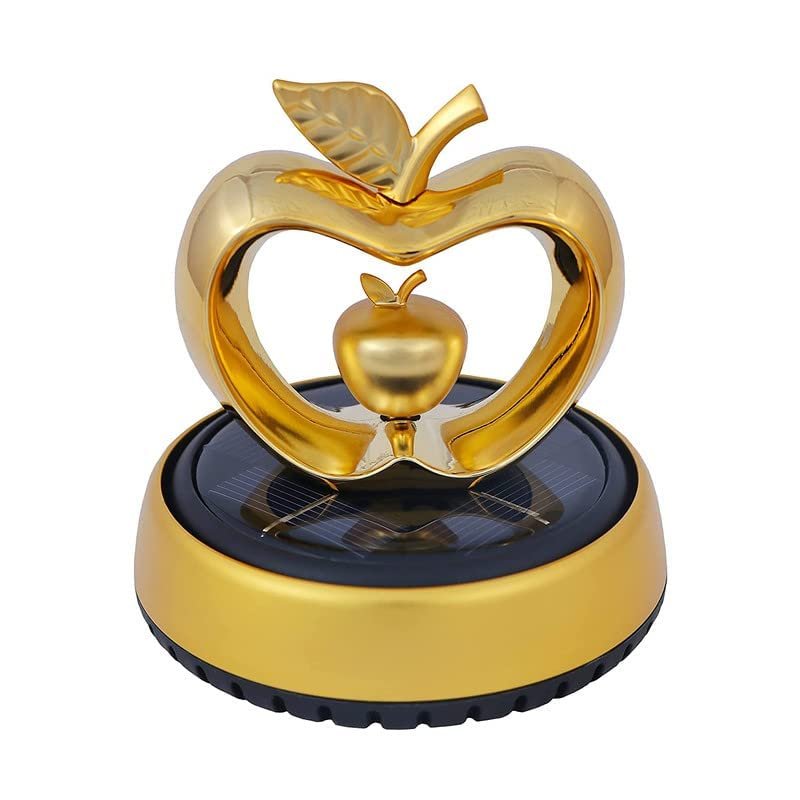 Apple Car Solar Rotating Perfume Air Freshener Car Fragrance Dashboard Accessories Car Organic Perfume(Golden) Image 