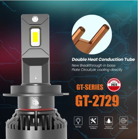 H4 Arcades SUPER HIGH POWER 70W/BULB 140 WATT/PAIR AND HIGH LUMINOUS 19000LM 6500K CAR LED HEADLIGHTS BULBS (PACK OF 2)  Image 