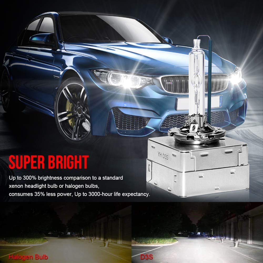 GS Headlight Bulbs 35W Xenon White Replacement Bulb 12V 5500K 2PC Pack Headlight Lamp for Car Automotive ( D3S) Image 