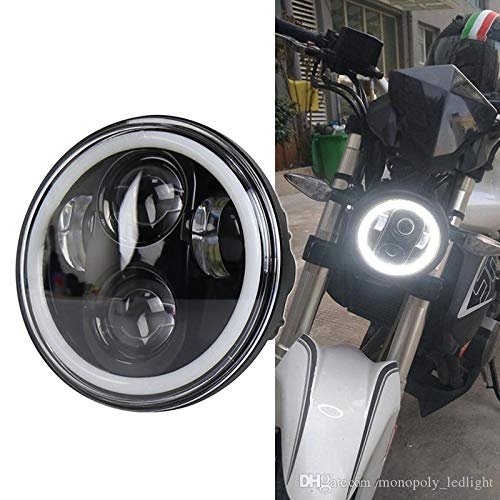 5.75 Inch Round Hi/Lo Cree Led Headlights with Drl and Halo Angel Eyes and Turn Signal Compatible With Harley Davidson Image 