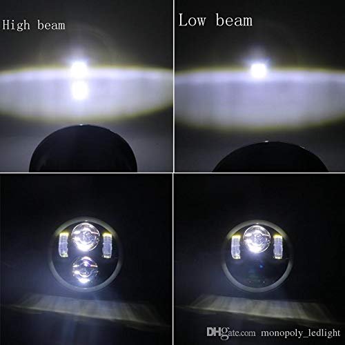 5.75 Inch Round Hi/Lo Cree Led Headlights with Drl and Halo Angel Eyes and Turn Signal Compatible With Harley Davidson Image 