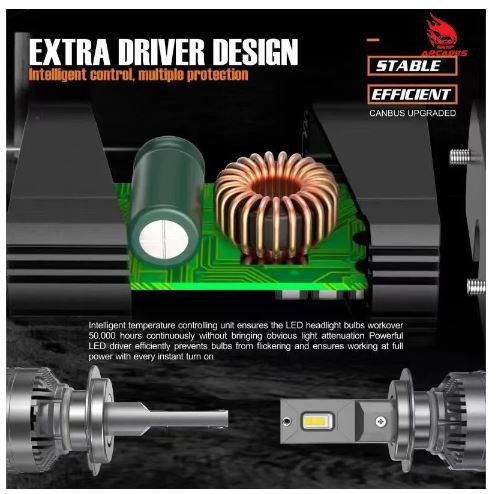 Arcades SUPER HIGH POWER 130 WATT/PAIR AND HIGH LUMINOUS 18000LM 6500K CAR LED HEADLIGHTS BULBS (PACK OF 2) (H27/880/881 Socket) Image 