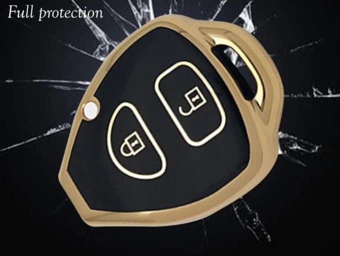 TPU Car Key Cover Compatible With Innova, Fortuner 2 Button Remote Key (Black) Image 