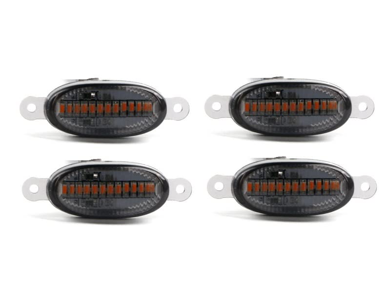 4 Pieces 12 Chips LED Lens Front Grille Running Light Universal For Car (Plug Design May Vary) (4 led Grill Red) Image 