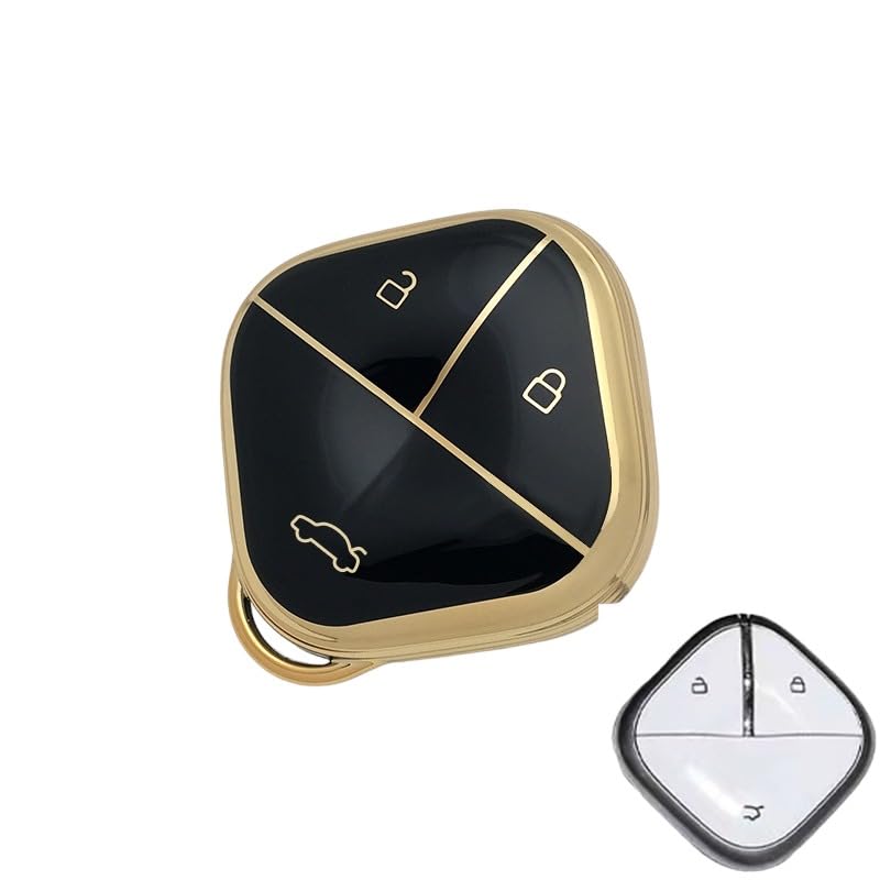 TPU Key Cover Compatible with M-G Comet EV Electric 3Button Smart Key (Gold/Black) Image 