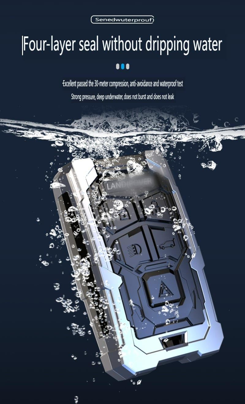 Metal Car Key Case Cover Compatible with Land-Rover Ran-ge Rover Discovery Evoque Premium Metal Alloy Keycase with Holder & Rope Chain Image 