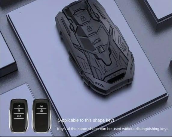 Metal Car Key Case Cover Compatible with Toy-OTA Fort-uner and Cry-sta 3 Buttons Smart Key Premium Metal Alloy Keycase with Holder & Rope Chain Image 