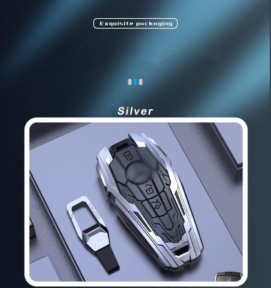 Metal Car Key Case Cover Compatible with Mrcds Bnz W213 E200 E300 E400 E63 Premium Metal Alloy Keycase with Holder & Rope Key Chain Image 