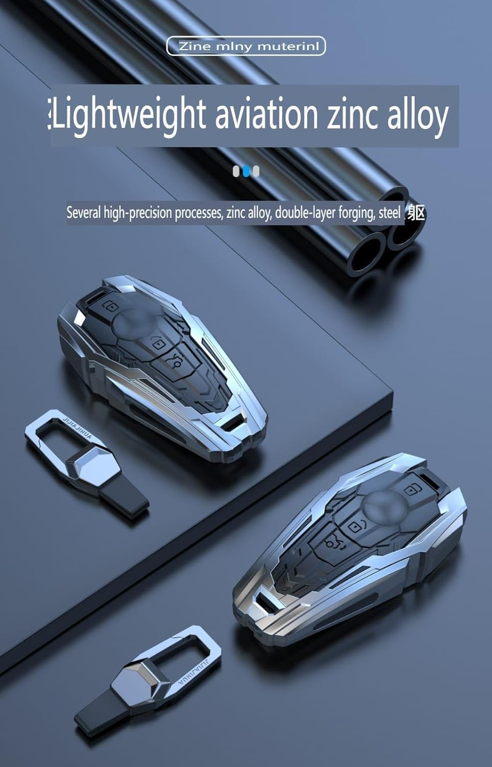 Metal Car Key Case Cover Compatible with Mrcds Bnz W213 E200 E300 E400 E63 Premium Metal Alloy Keycase with Holder & Rope Key Chain Image 