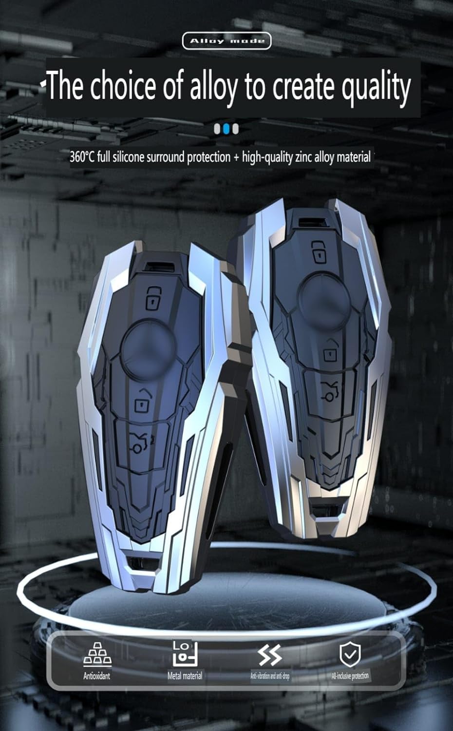 Metal Car Key Case Cover Compatible with Mrcds Bnz W213 E200 E300 E400 E63 Premium Metal Alloy Keycase with Holder & Rope Key Chain Image 