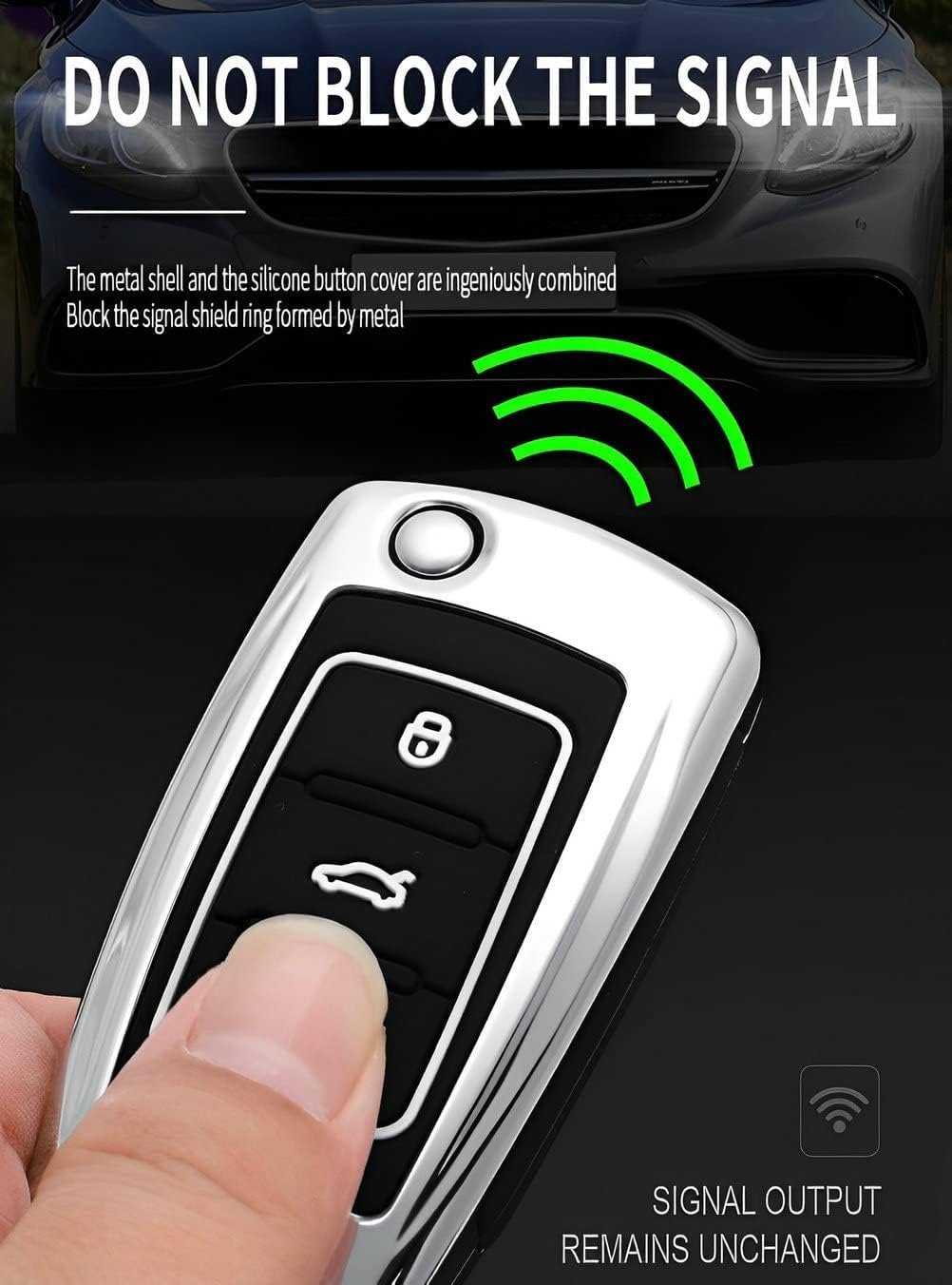  Metal Car Key Case Cover Compatible with For Hyun-dai Verna 2020 4 Button Smart Key Premium Metal Alloy Keycase with Holder & Rope Key Chain Image 