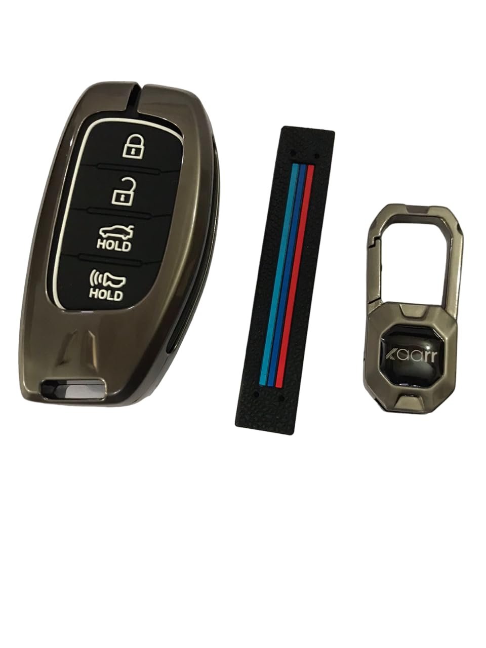  Metal Car Key Case Cover Compatible with For Hyun-dai Verna 2020 4 Button Smart Key Premium Metal Alloy Keycase with Holder & Rope Key Chain Image 