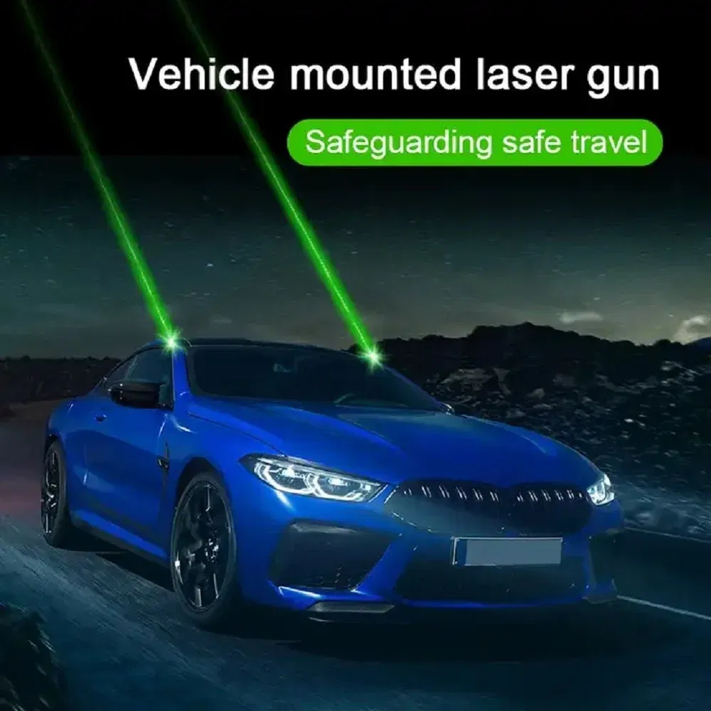 Car Laser Fog Warning Light Strong Green Decorative Light Rechargeable Automotive Roof Modification Image 