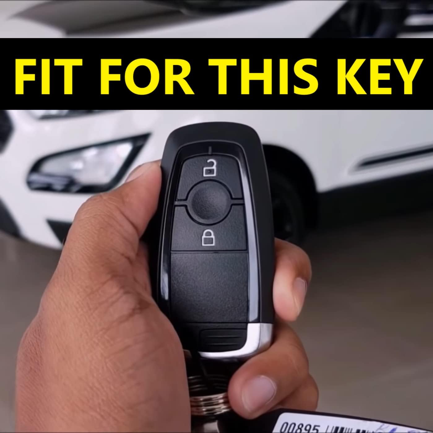 Carbon Fiber ABS Key Cover Compatible with New Ford Ecosport Titanium (Key Chain Included) Image 
