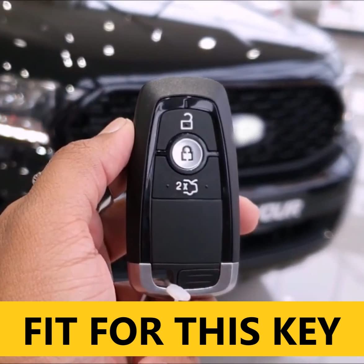 Carbon Fiber ABS Car Key Cover Compatible with Endeavour, Figo, Aspire (Key Chain Included) Image 