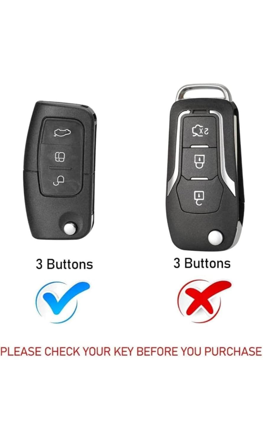 Carbon Fiber ABS Car Key Cover Compatible with Fiesta, Figo, Old Ecosport Flip Key (Key Chain Included) Image 