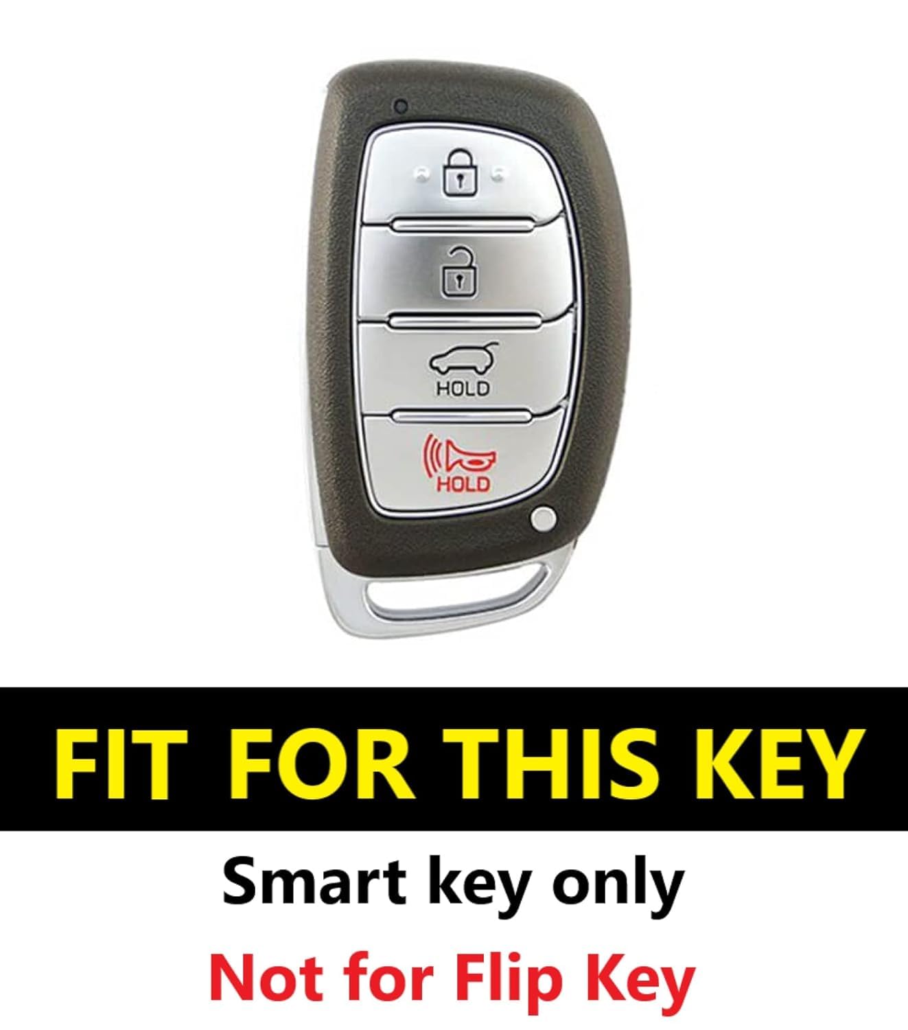 Carbon Fiber ABS Car Key Cover Compatible with Venue, Elantra, Tucson, i20 N Line 2021, Creta 2020, i20 2020 Model with 4 Button Smart Key (Key Chain Included) Image 