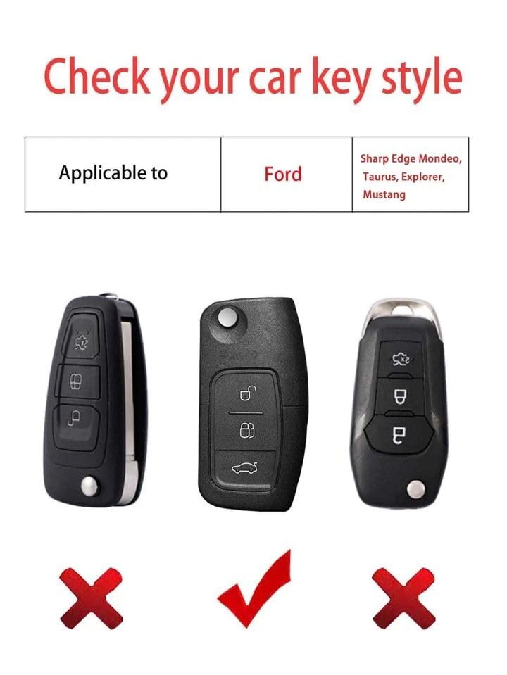 TPU Car Key Cover Compatible with Fiesta, Figo, Old Ecosport Flip Key (White/Gold) Image 