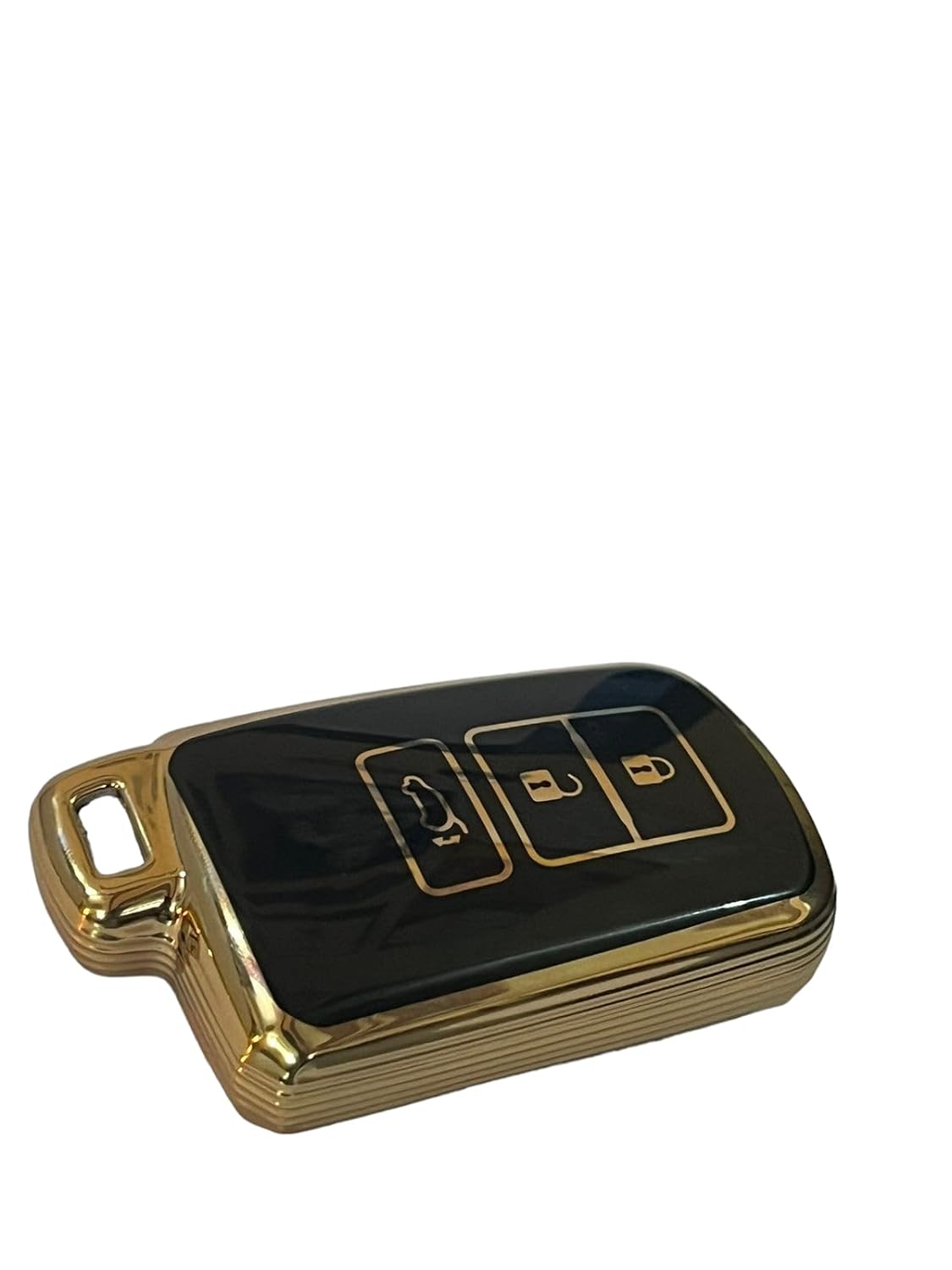 TPU Car Key Cover Compatible with Corolla Altis Smart Key (Gold/Black) Image 