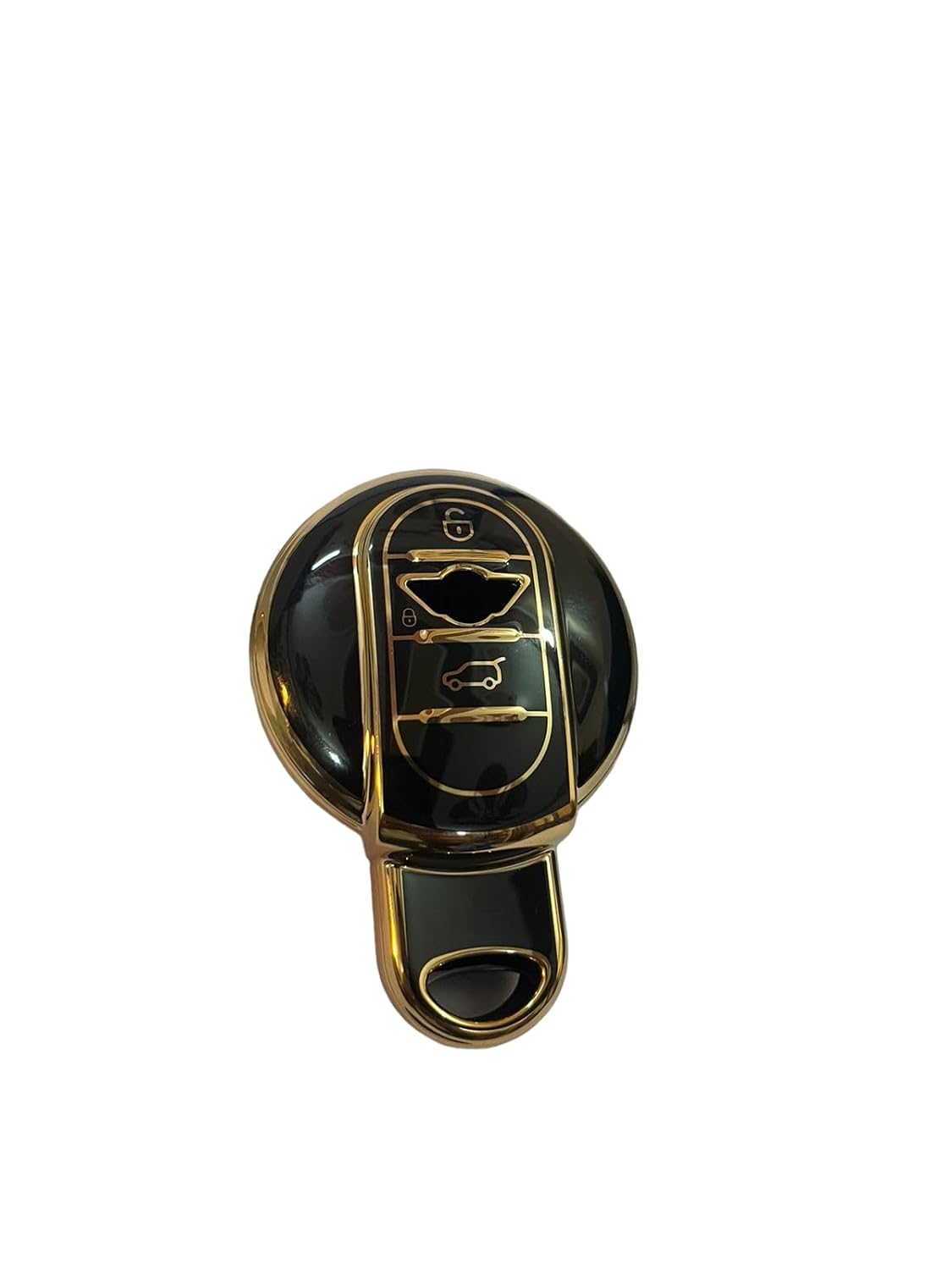 TPU Car Key Cover Compatible with Mini Cooper F55 Clubman F54 Hatch F56 Cabrio F57 Countryman Cooper S Cooper D Cooper SD F60 3 Buttons (Black/Gold) Image 