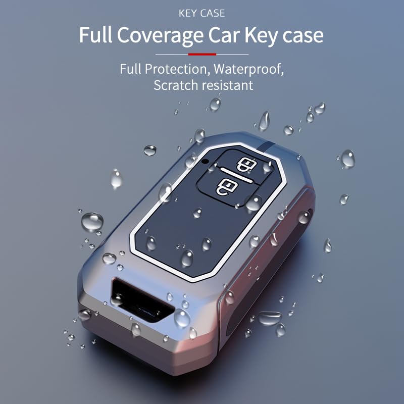 Metal Car Key Case Cover Compatible with Baleno, Grand Vitara, Brezza, Jimmy, XL 6, Ertiga, Fronx Premium Metal Alloy Keycase with Holder & Rope Chain Image 