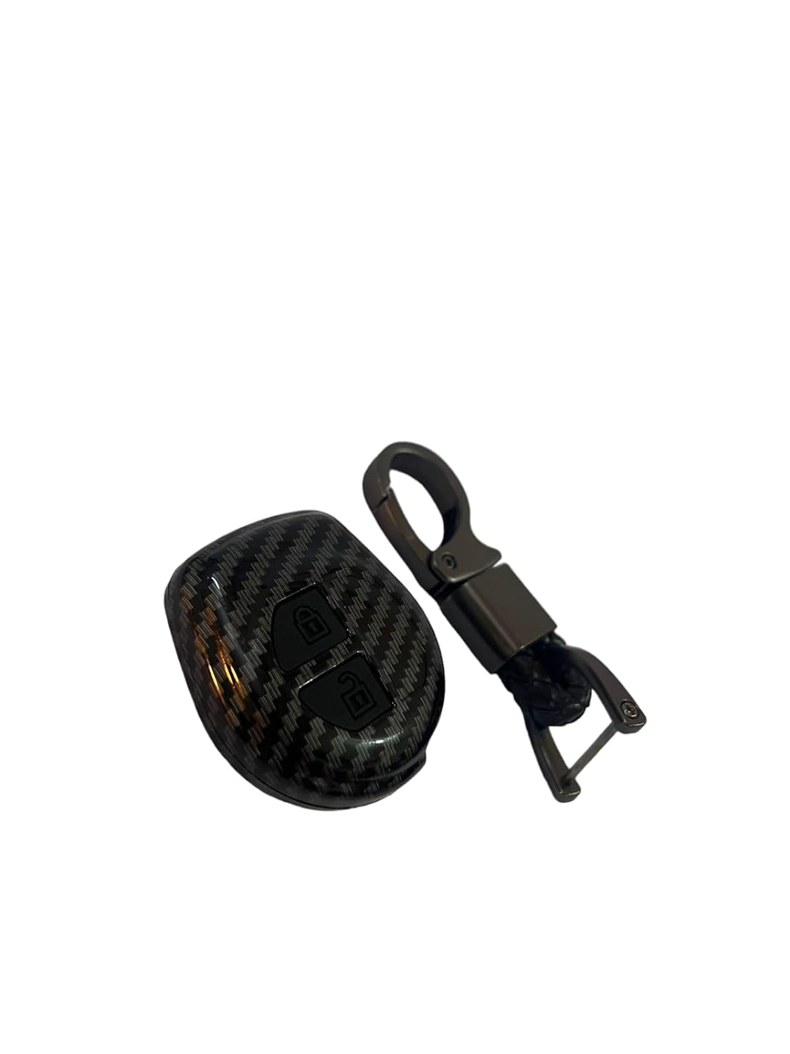 Carbon Fiber ABS Car Key Cover Compatible with Suzuki Fronx, Jimny, Swift, Dzire, Ignis, Grand Vitara, Brezza,Baleno, XL6, Alto Remote Key (Key Chain Included) Image 