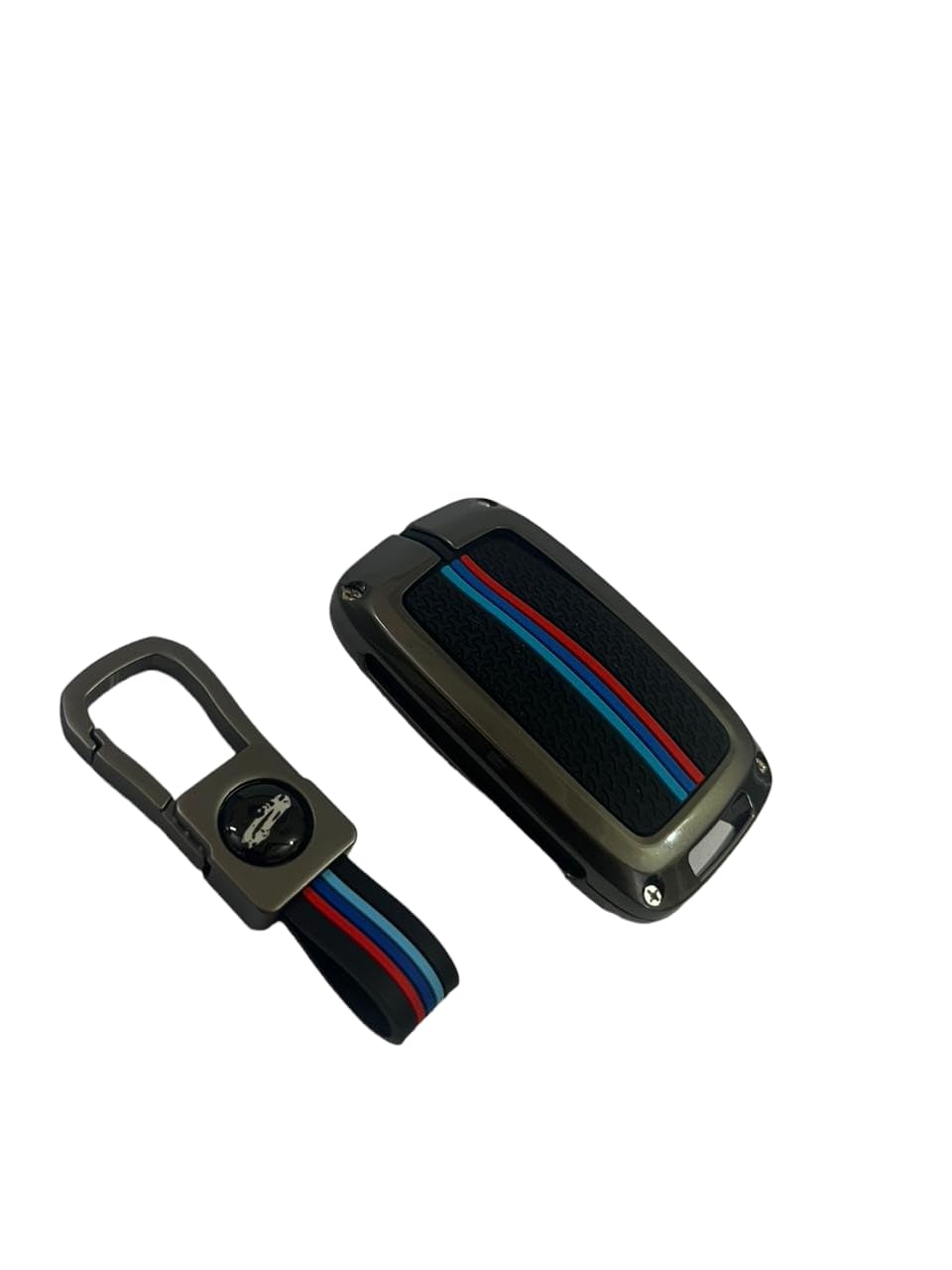 Metal Car Key Case Cover Compatible with L-and R-Over and J-aguar Smart Key Premium Metal Alloy Keycase with Holder & Rope Chain Image 