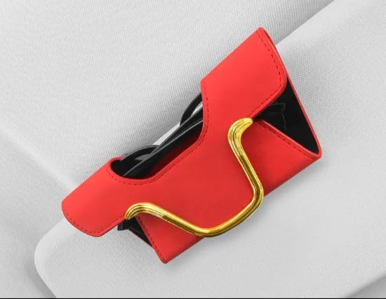 Sunglass Clip Sun Visor Car Eyeglasses Holder Universal For Car and Vehicles(Red) Image 