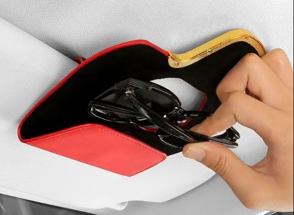 Sunglass Clip Sun Visor Car Eyeglasses Holder Universal For Car and Vehicles(Red) Image 
