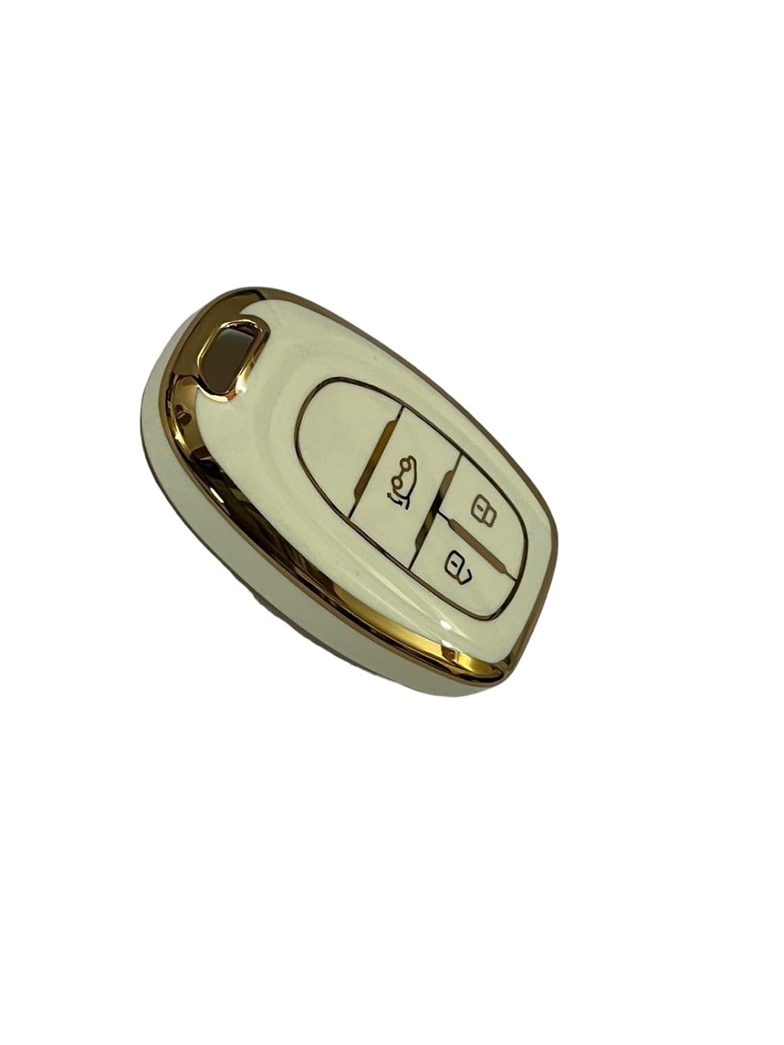 TPU Car Key Cover Fit for MG Gloster 3 Button Smart Key (White/Gold) Image 